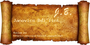 Janovics Bálint névjegykártya